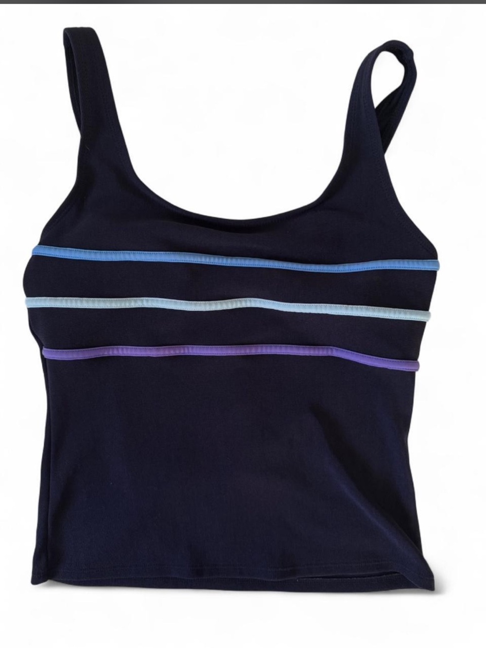 Y2K Navy Contrast Trim Tank Top with built in self Bra Athleisure